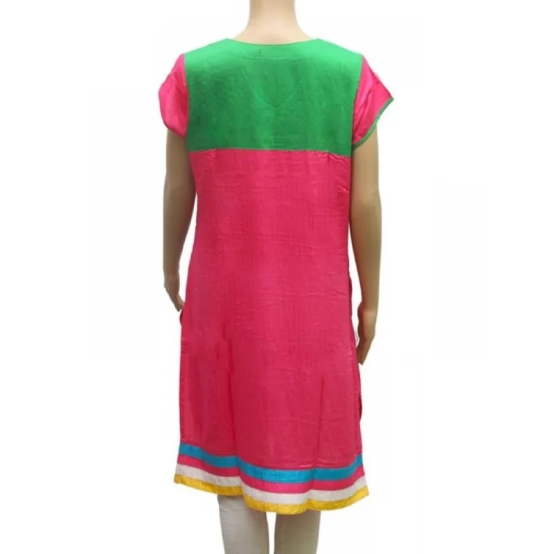 Generic Women's Rayon Kurtis (Pink, Green, L) - Image 4