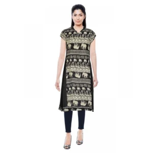 Generic Women's Rayon Kurtis (Blck, L)