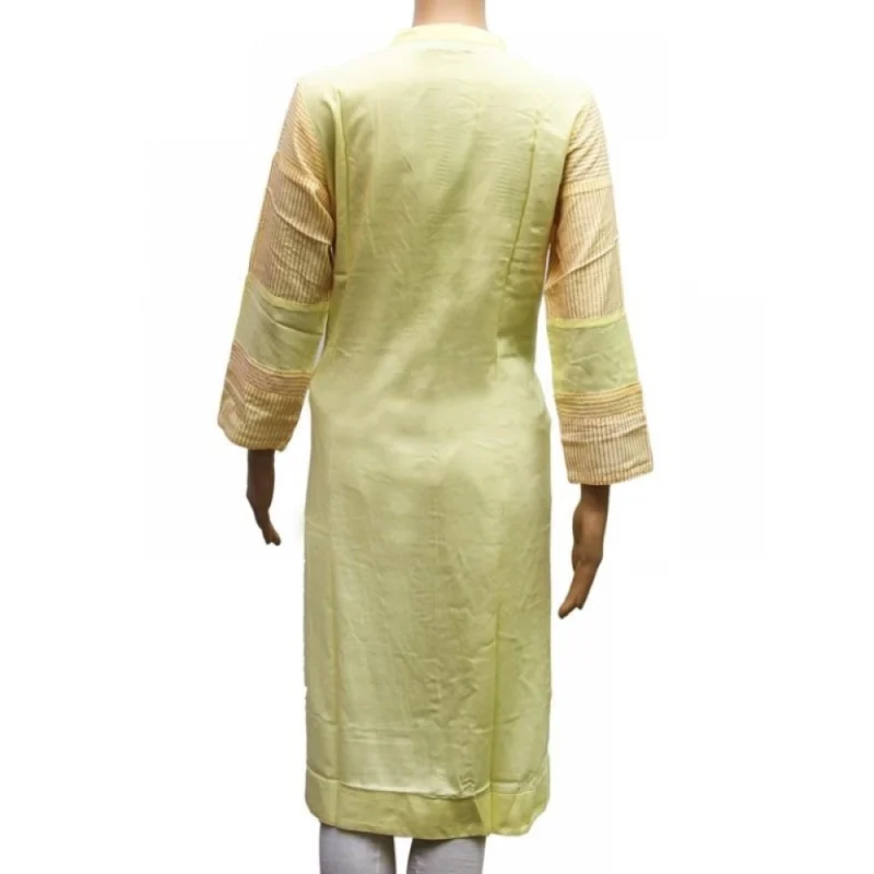 Generic Women's Rayon Kurtis (Lemon Yellow, XL) - Image 4
