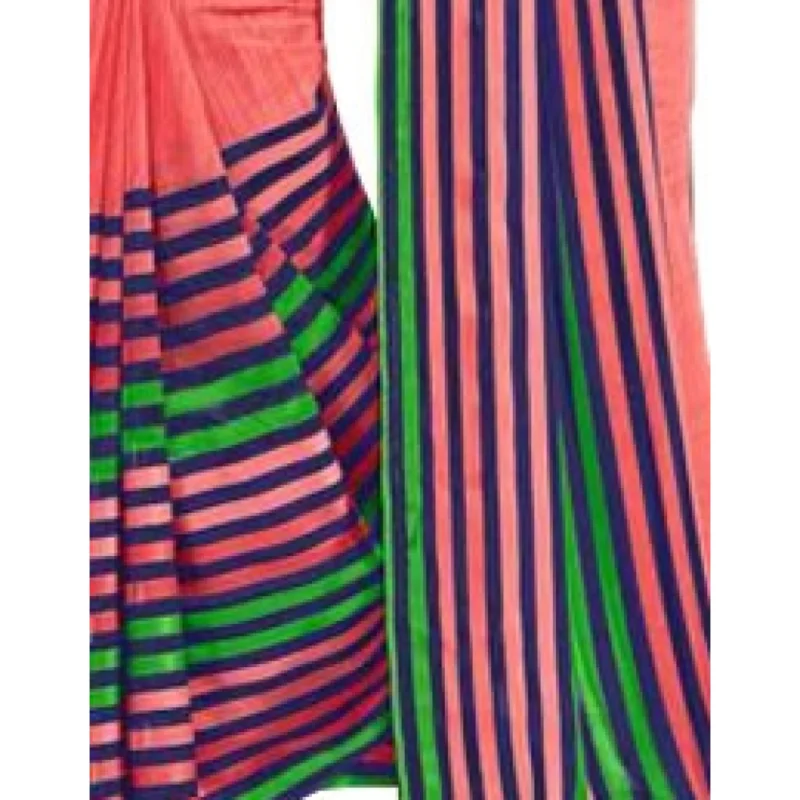 Generic Womens Geogrette Saree with Blouse Digital Printed Saree (Peach, 6.25 Mtr) - Image 3