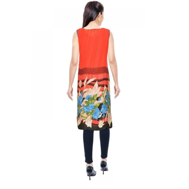 Generic Women's Synthetic Kurtis (Orange, L) - Image 2