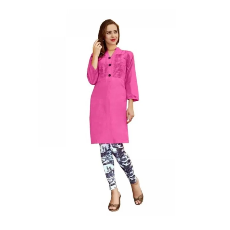 Generic Women's Cotton Kurtis (Pink, XL)