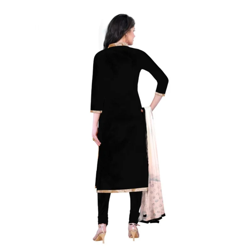 Generic Women's Cotton Unstitched Salwar-Suit Material With Dupatta (Black, 2-2.5mtrs) - Image 2