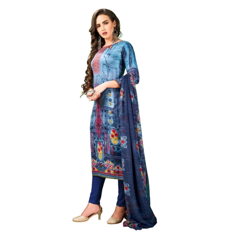 Generic Women's Cotton Unstitched Salwar-Suit Material With Dupatta (Multi, 2-2.5mtrs) - Image 4