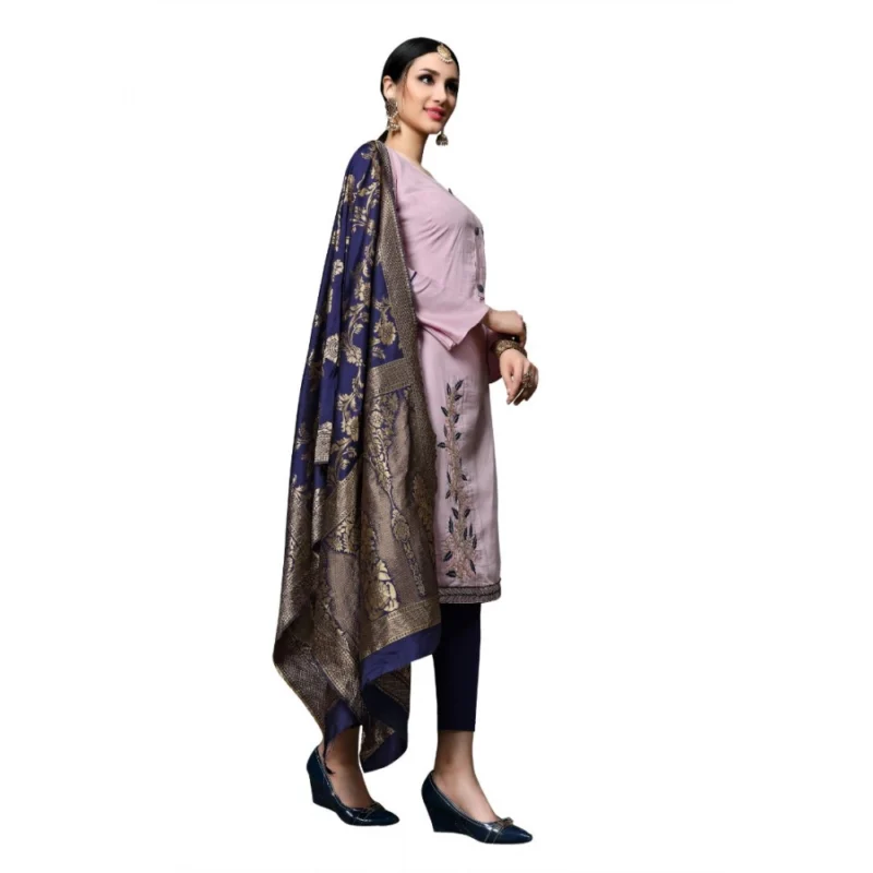 Generic Women's Cotton Unstitched Salwar-Suit Material With Dupatta (Pink, 2-2.5mtrs) - Image 3