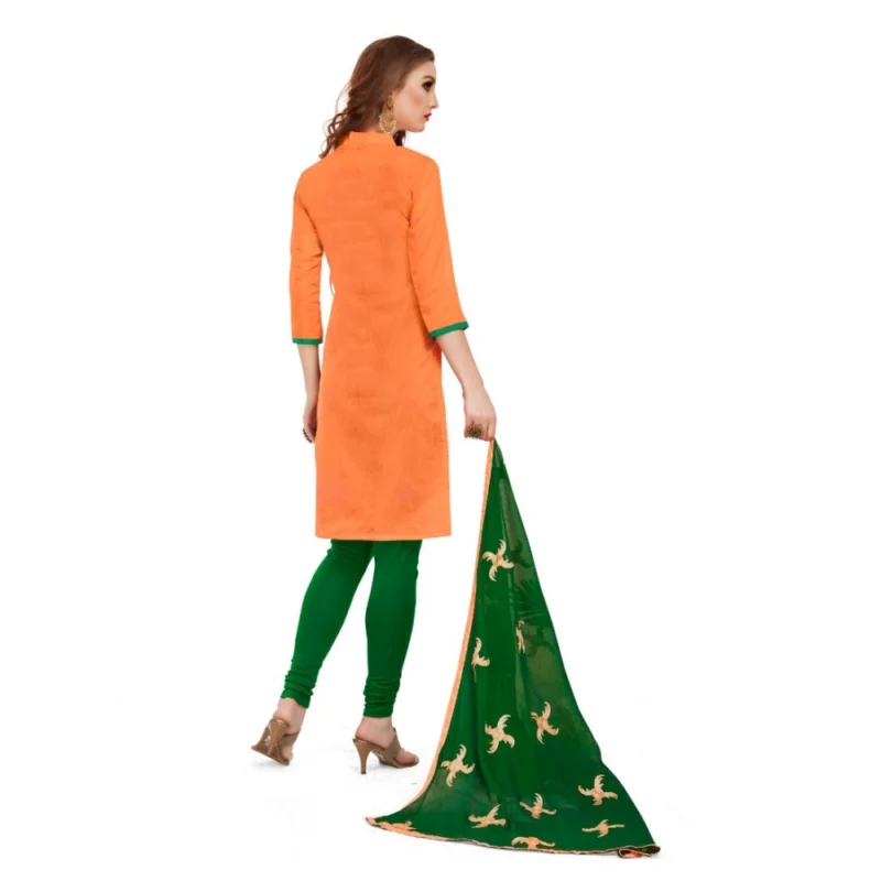Generic Women's Banarasi Jacquard Unstitched Salwar-Suit Material With Dupatta (Oranage, 2-2.5mtrs) - Image 2