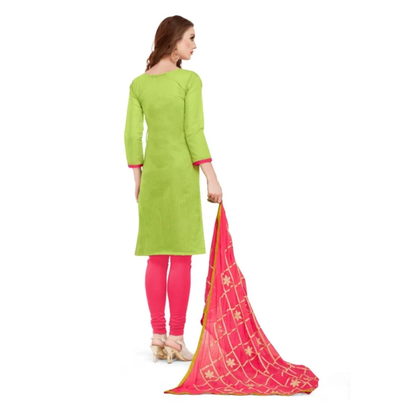 Generic Women's Banarasi Jacquard Unstitched Salwar-Suit Material With Dupatta (Green, 2-2.5mtrs) - Image 2