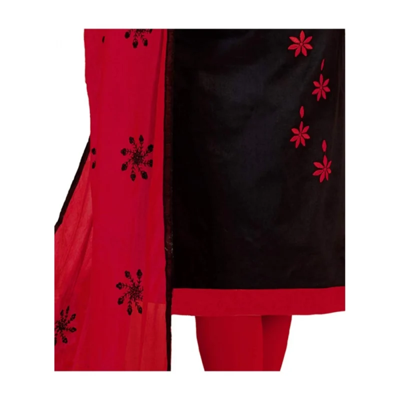 Generic Women's Glaze Cotton Unstitched Salwar-Suit Material With Dupatta (Black, 2 Mtr) - Image 2