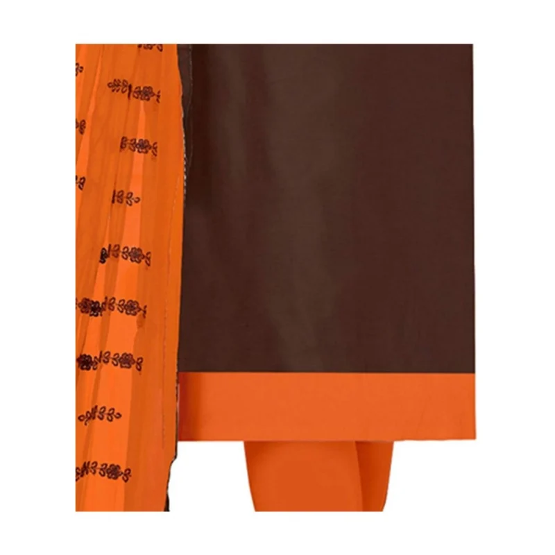 Generic Women's Modal Silk Unstitched Salwar-Suit Material With Dupatta (Brown, 2 Mtr) - Image 2