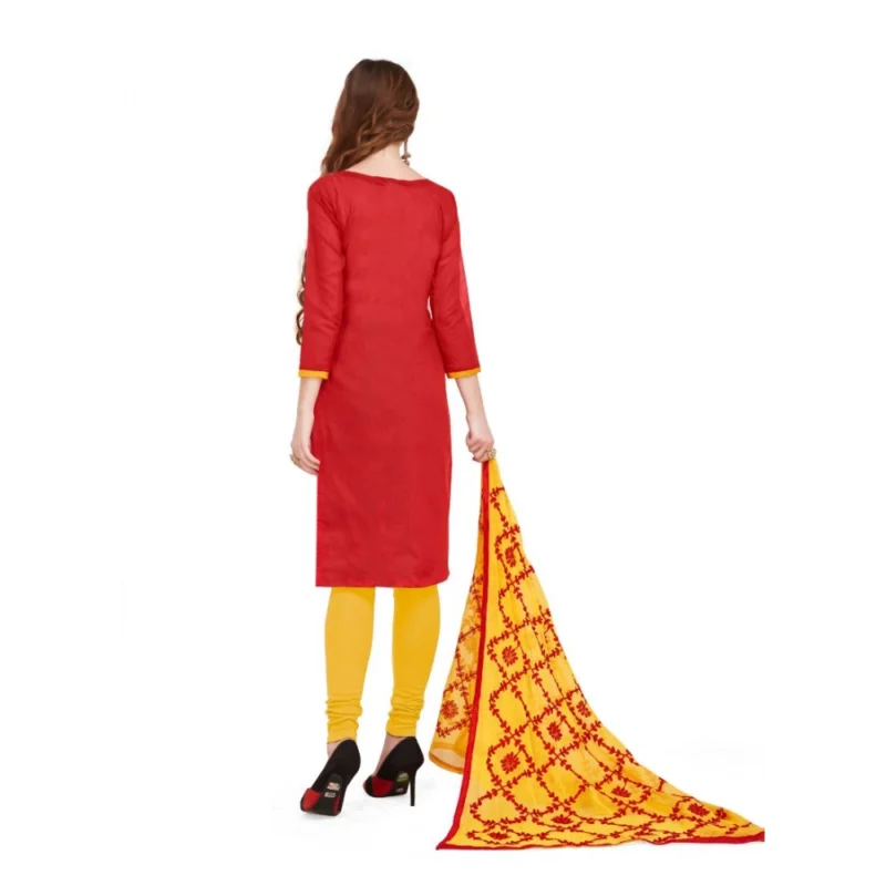 Generic Women's Banarasi Jacquard Unstitched Salwar-Suit Material With Dupatta (Red, 2 Mtr) - Image 2