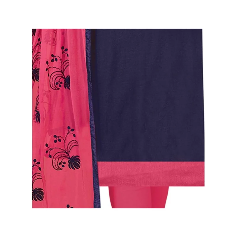 Generic Women's Modal Silk Unstitched Salwar-Suit Material With Dupatta (Navy Blue, 2 Mtr) - Image 2