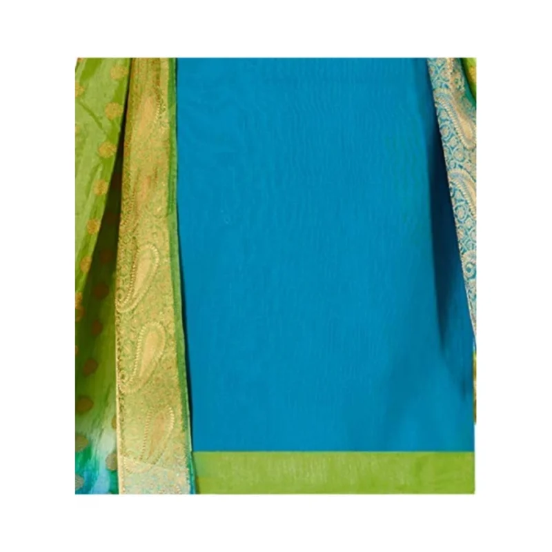 Generic Women's Slub Cotton Unstitched Salwar-Suit Material With Dupatta (Sky Blue, 2 Mtr) - Image 2