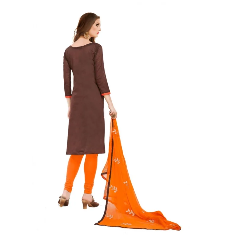 Generic Women's Banarasi Jacquard Unstitched Salwar-Suit Material With Dupatta (Brown, 2 Mtr) - Image 2