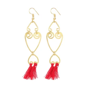Generic Women's Oxidized Silver plated Hook Dangler Hanging Tassel Earrings-Gold