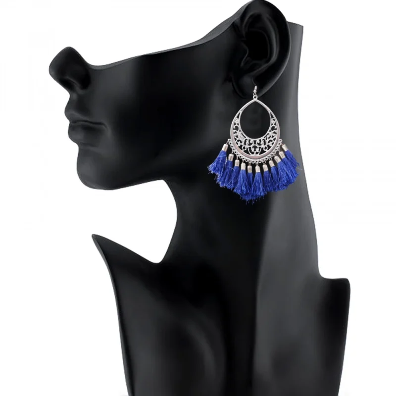 Generic Women's Silver Plated Hook Dangler Hanging Tassels Earring-Silver - Image 2