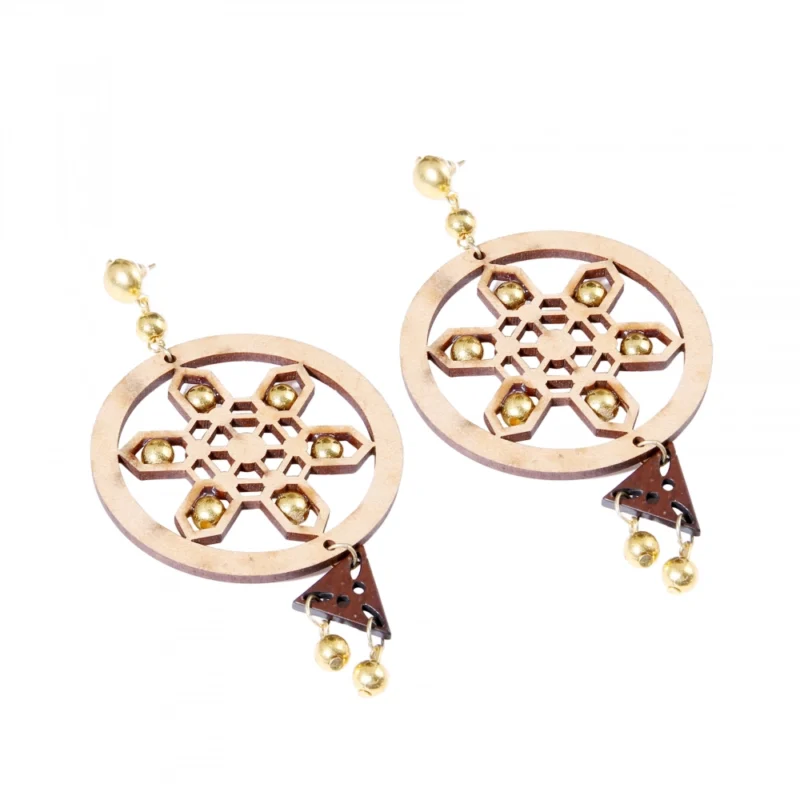 Generic Women's Alloy, Beads Hook Dangler Hanging Earrings-Brown - Image 3