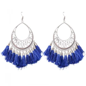 Generic Women's Silver Plated Hook Dangler Hanging Tassels Earring-Silver