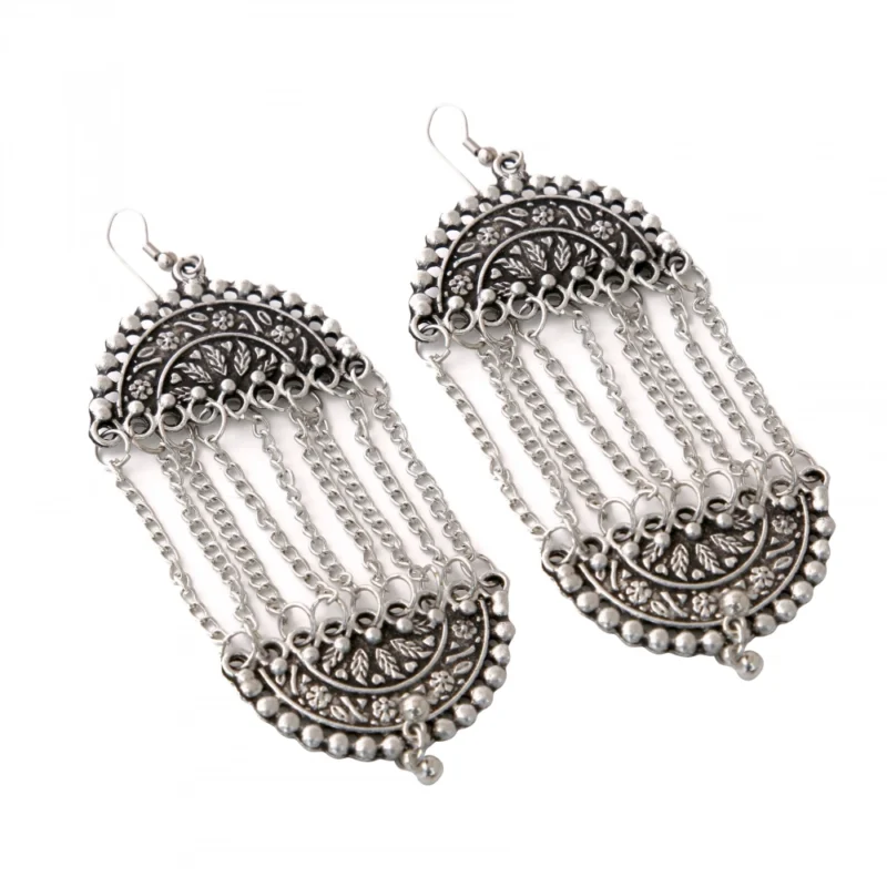Generic Women's Silver Plated Hook Dangler Hanging Earrings-Silver - Image 3
