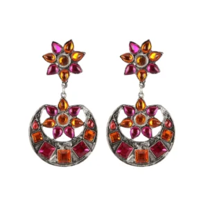 Generic Women's Silver plated Hook Dangler Hanging Earrings-Multi
