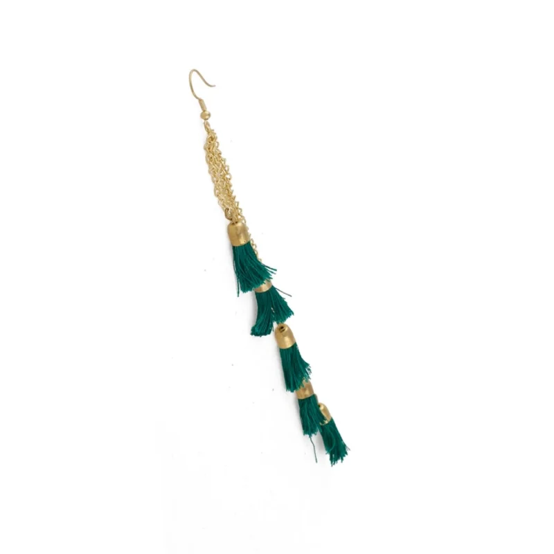 Generic Women's Golden plated Hook Dangler Hanging Earrings-Green - Image 3