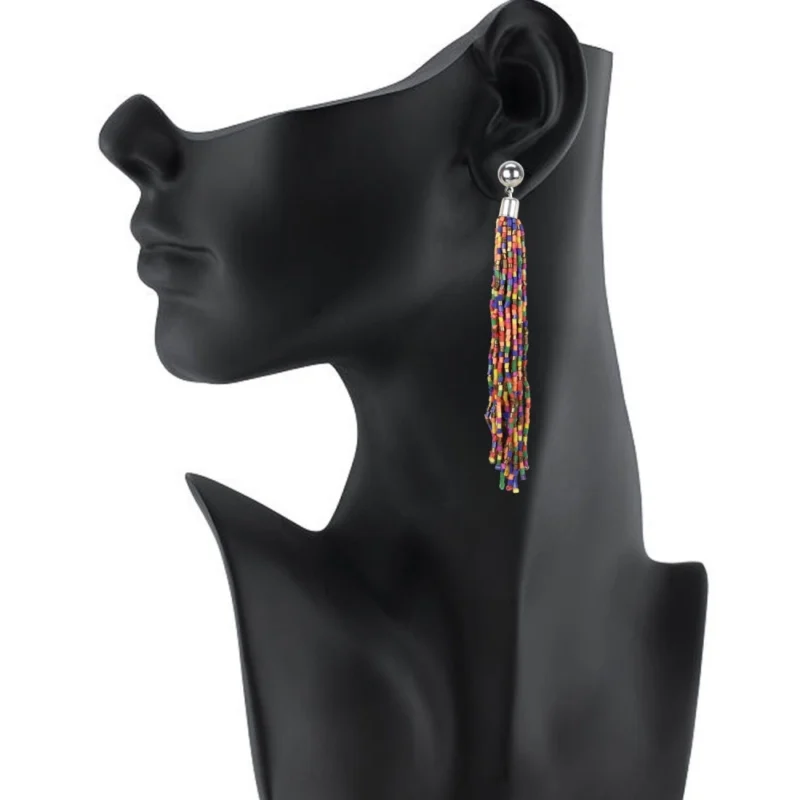 Generic Women's Alloy, Beads Hook Dangler Hanging Earrings-Multicolour - Image 2