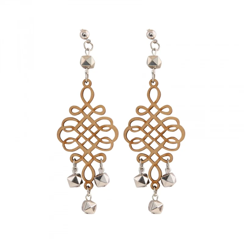 Generic Women's Wooden handcrafted Hook Dangler Hanging Fashion Earrings-Brown