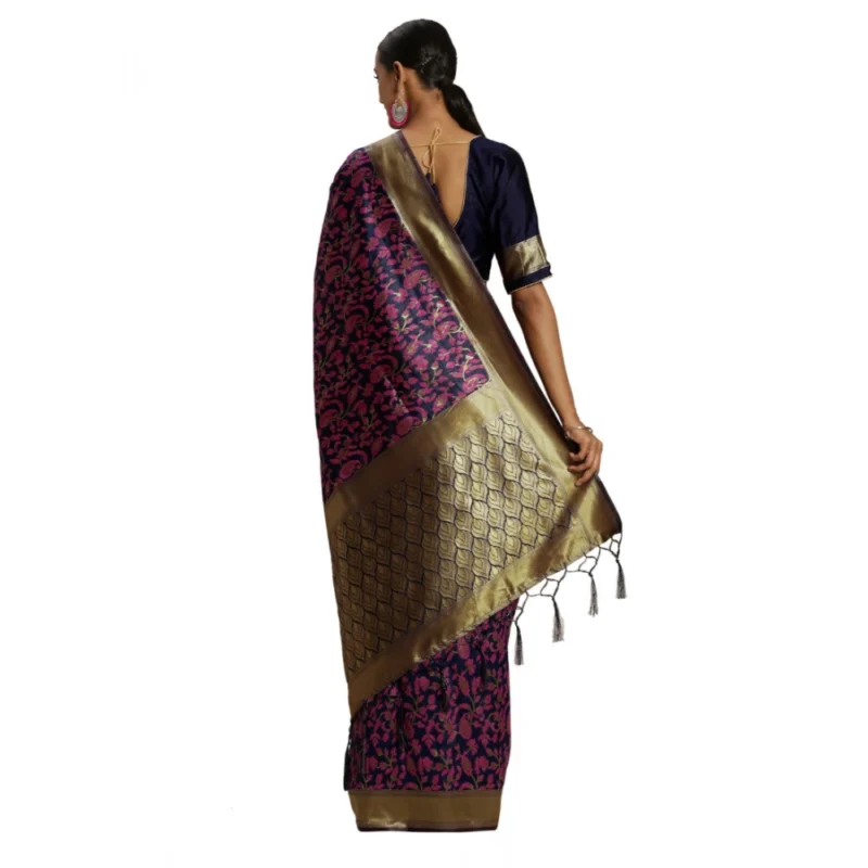 Generic Women's Banarasi silk Saree with Blouse (Multi, 5-6mtr) - Image 2