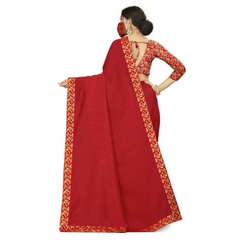 Generic Women's Silk Blend Saree (Red, 5-6mtrs) - Image 2