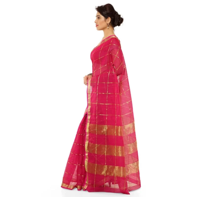 Generic Women's Kota Doria Cotton Saree With Blouse (Rani,6-3 Mtrs) - Image 2