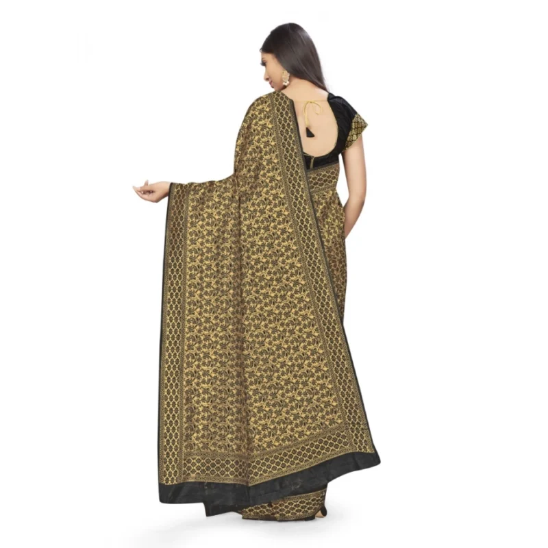Generic Women's Banarasi Silk Saree (Black,5-6 Mtrs) - Image 3