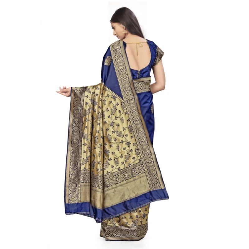 Generic Women's Banarasi Silk Saree (Navy Blue,5-6 Mtrs) - Image 3
