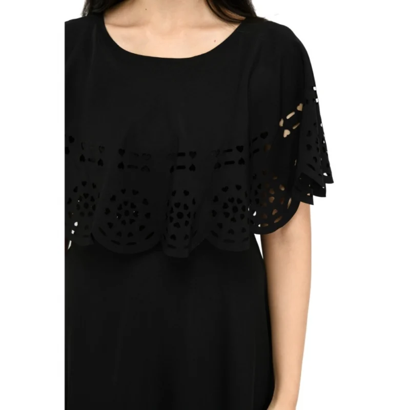 Generic Women's Crepe Solid Sleeveless Full Length Gown(Black) - Image 4