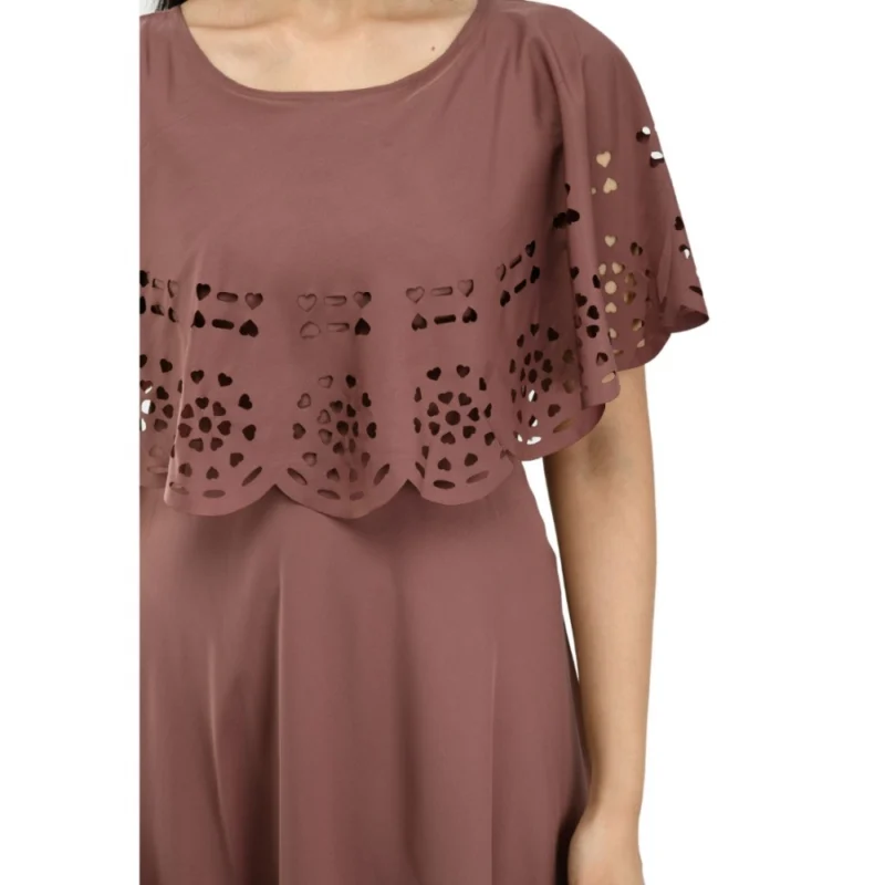 Generic Women's Crepe Solid Sleeveless Full Length Gown(Brown) - Image 2