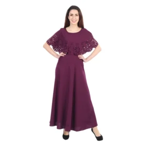 Generic Women's Crepe Solid Sleeveless Full Length Gown(Maroon)