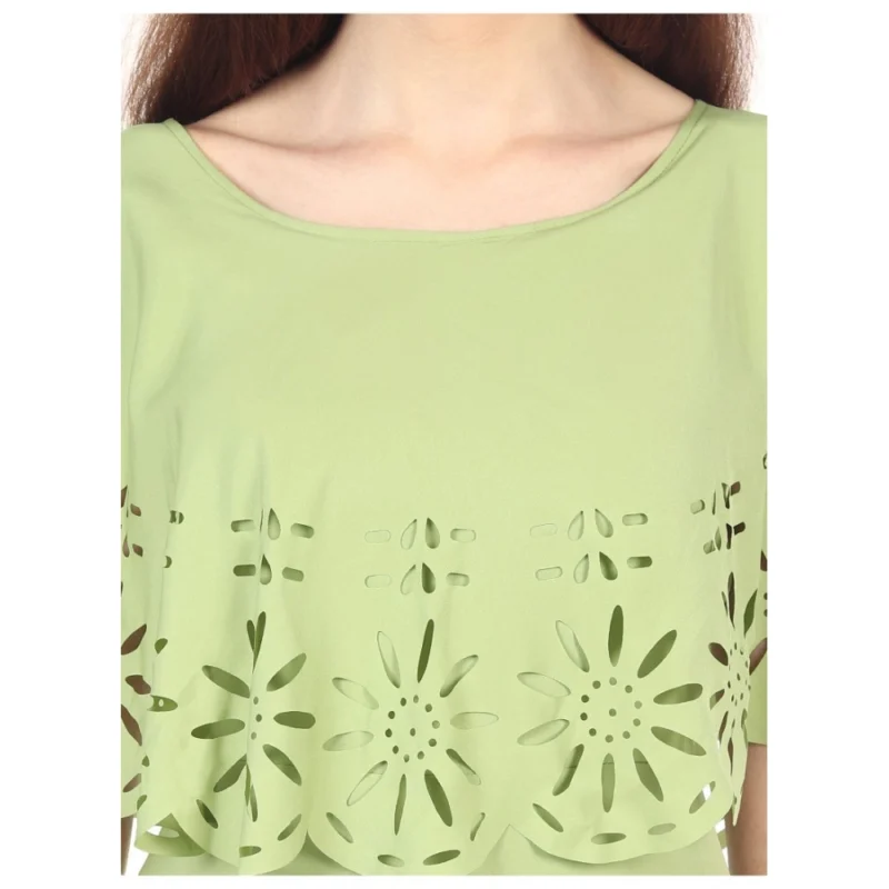 Generic Women's Crepe Solid Sleeveless Full Length Gown(Light Green) - Image 2