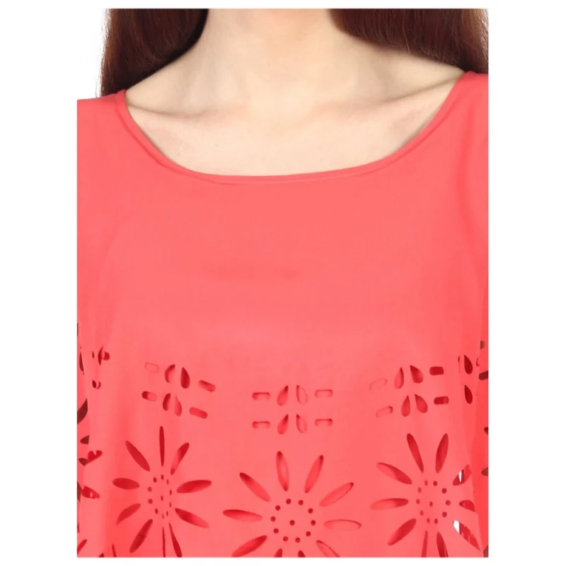 Generic Women's Crepe Solid Sleeveless Full Length Gown(Red) - Image 6