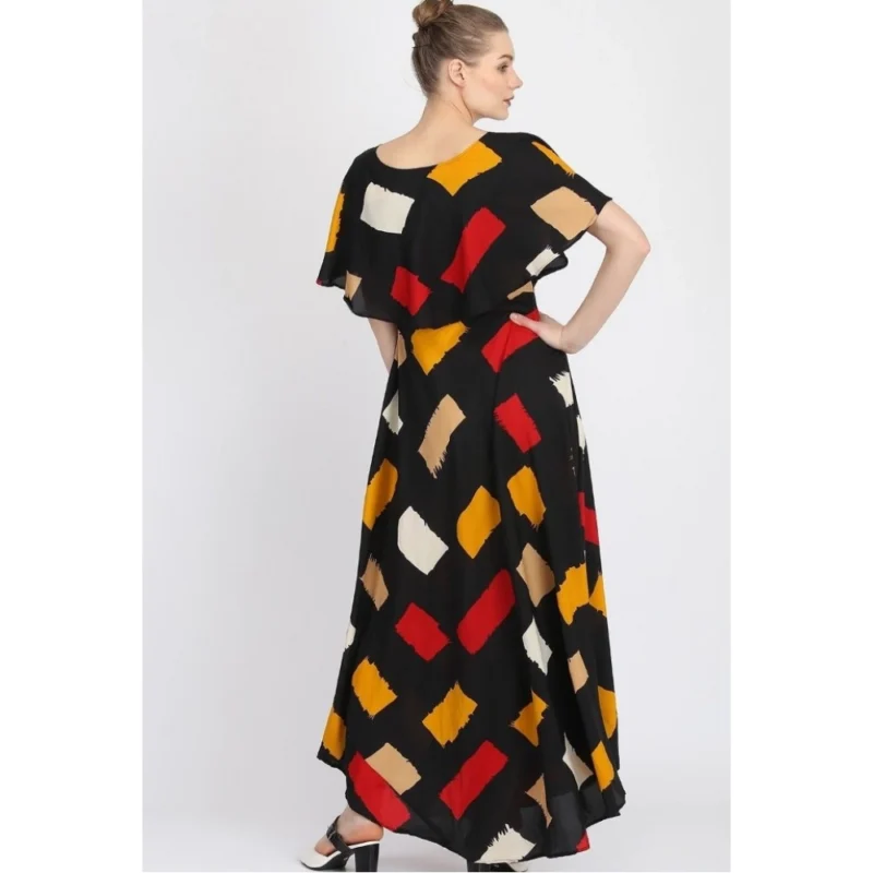Generic Women's Crepe Printed Half Sleeves Full Length Gown(Multi) - Image 4
