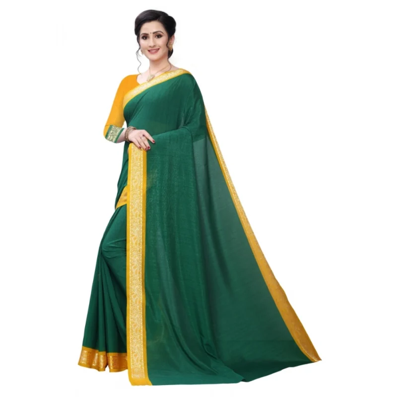 Generic Women's Vichitra Silk Saree(Green ,5-6Mtrs) - Image 4