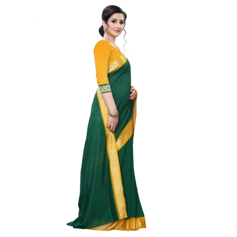 Generic Women's Vichitra Silk Saree(Green ,5-6Mtrs) - Image 3