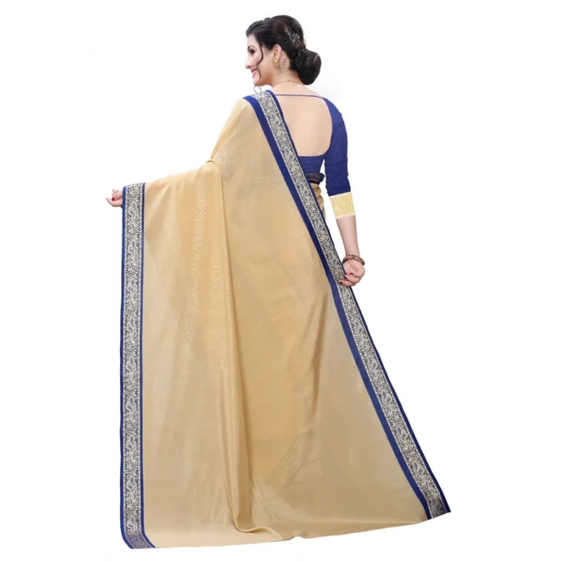 Generic Women's Vichitra Silk Saree(Beige ,5-6Mtrs) - Image 2