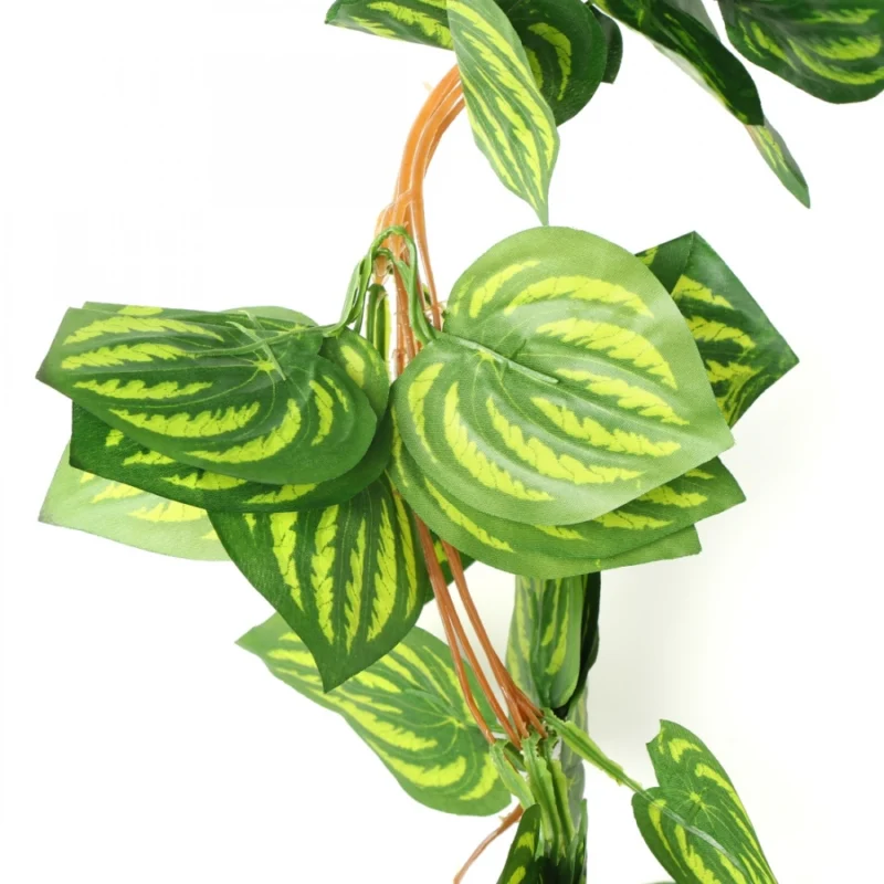 Generic Pack Of 2 Silk Polyester Artificial Watermelon Leaf Vine Hanging Garland Foliage Flowers Leaf Plants For Wall Decoration (Color: Green,Length: 6.5 Feet) - Image 4