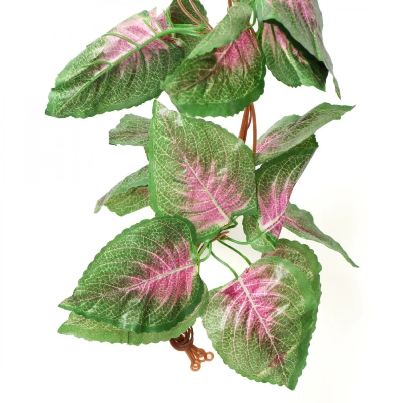 Generic Pack Of 5 Silk Polyester Artificial Shaded Pink Green Leaf Vine Hanging Garland Foliage Flowers Leaf Plants For Wall Decoration (Color: Pink-Green,Length: 15 Feet) - Image 2