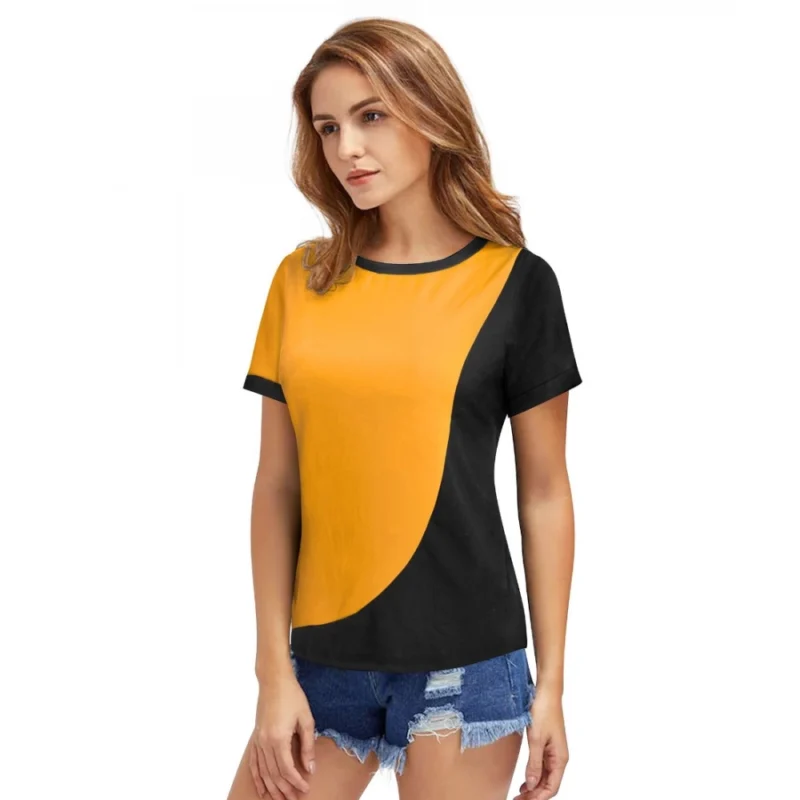 Generic Women's Polyester, Knitting Western Wear T-Shirt (Yellow) - Image 5