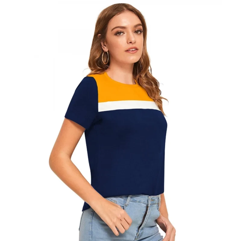 Generic Women's Polyester, Knitting Western Wear T-Shirt (Yellow) - Image 3