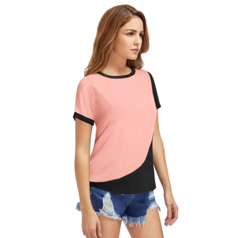 Generic Women's Polyester, Knitting Western Wear T-Shirt (Peach) - Image 4