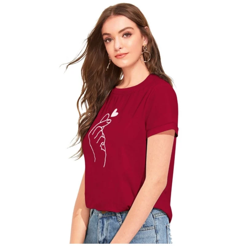 Generic Women's Cotton Western Wear T-Shirt (Maroon) - Image 5