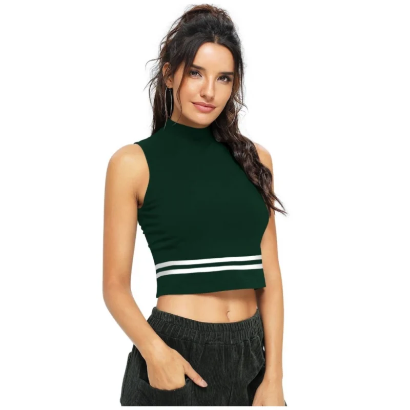 Generic Women's Polyester, Knitting Western Wear Tops (Green) - Image 3