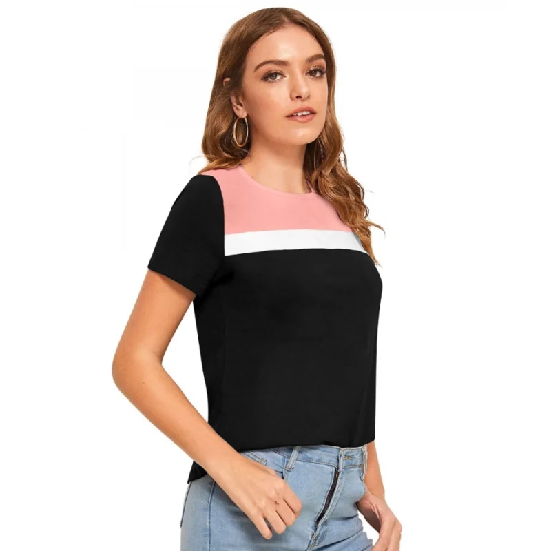Generic Women's Polyester, Knitting Western Wear T-Shirt (Peach) - Image 3