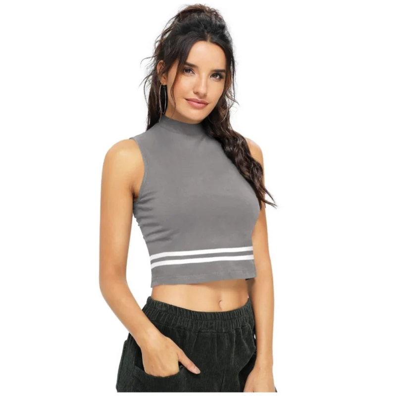 Generic Women's Polyester, Knitting Western Wear Tops (Grey) - Image 2