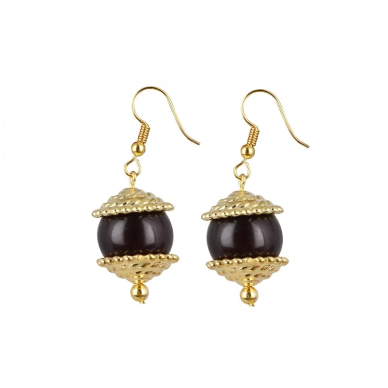 Generic Women's Designer Dark Brown and Golden Beads South Style Necklace (Color: Black) - Image 3